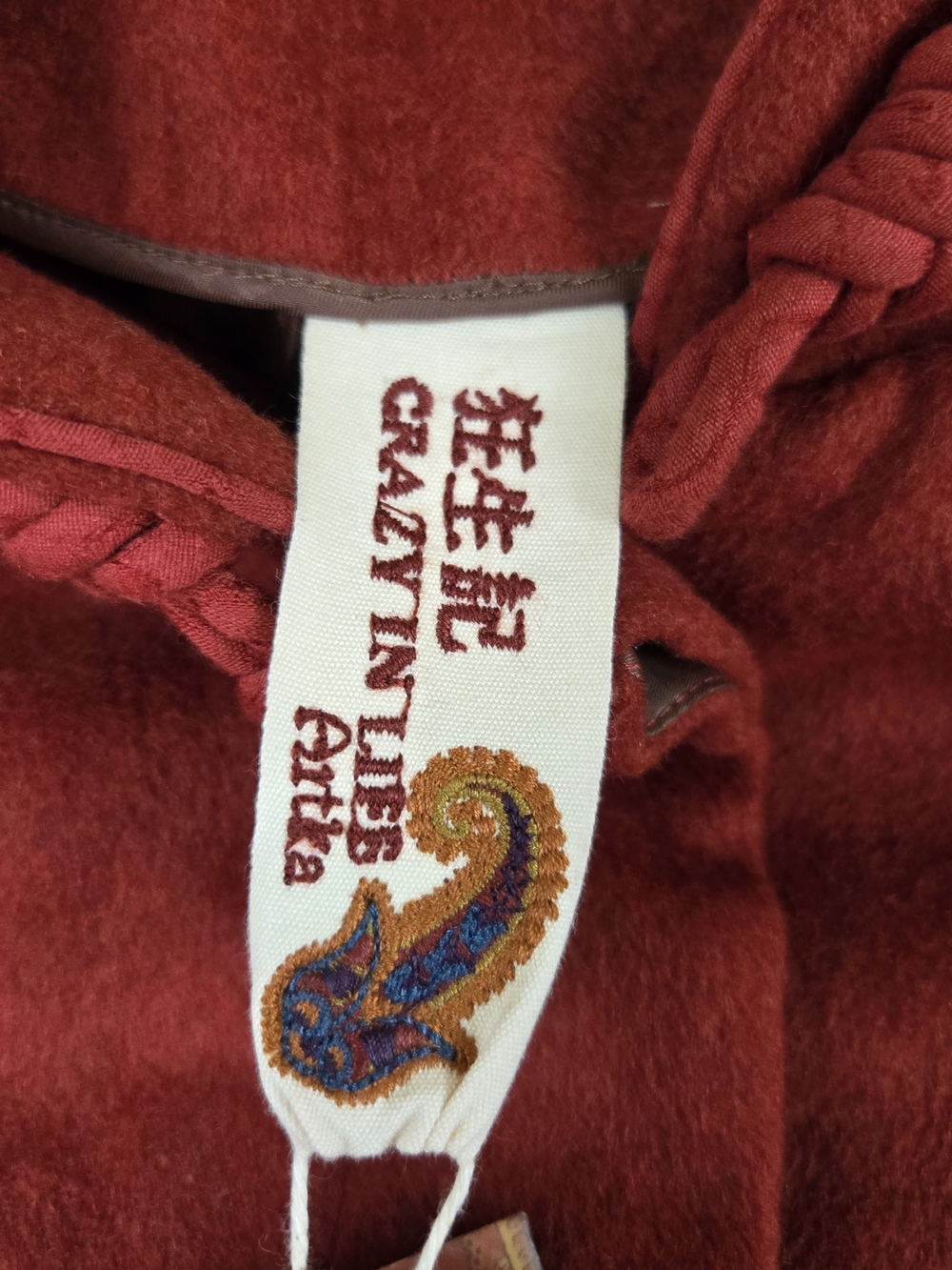 ARTKA Crazy in Life Red Embroidered Wool Blend Coat Women's Large NWT - Picture 8 of 14